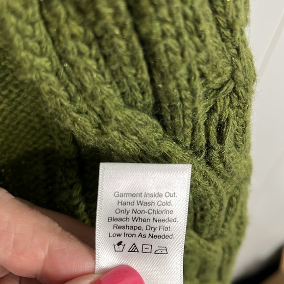 Coldwater Creek Womens Open Front Sweater L (14-16) Moss Green Cable Pattern - Picture 6 of 13